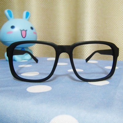 方形磨砂黑無鏡片眼鏡框眼鏡架男女適用時尚百搭搭配造型用